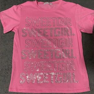 Beautiful pink shirt with rhinestones